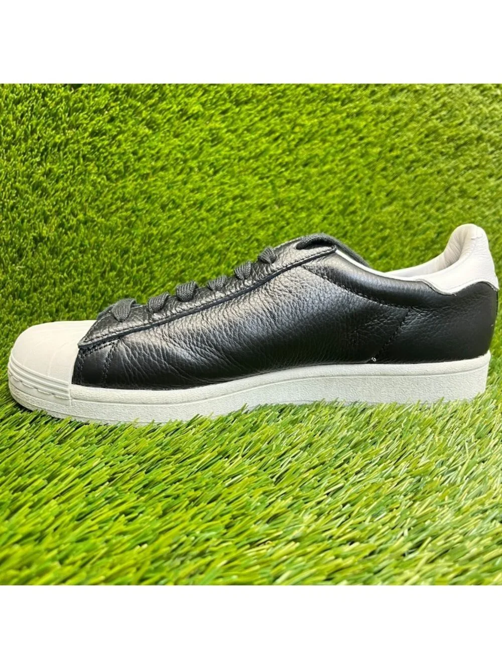 Adidas Superstar Pure Mens Size 9 Black White Athletic Leather Shoes Sneakers
